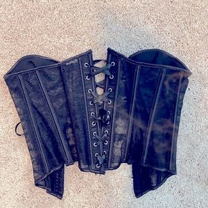 Sexy black mesh corset lace up